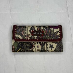 Sakroots Floral Pattern Wallet with Burgundy Trim